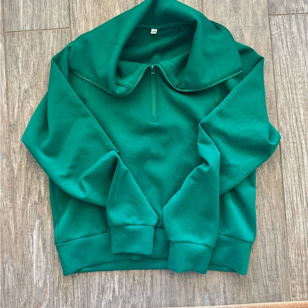 Women’s XS Matching Set Green Half Zip Sweatshirt + Pants Butter Soft 27 Inseam